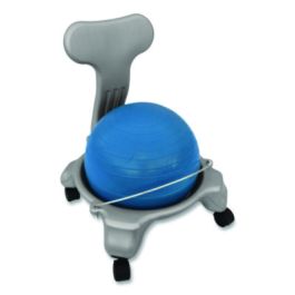 Kid's Ball Chair, Supports Up to 264 lb, 12.5" Seat Height, Blue Seat, Silver Base
