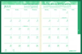 100% Recycled MonoBright Monthly/Weekly Planner, 11 x 8.5, Green/Gold Cover, 12-Month (July to June): 2025 to 2026