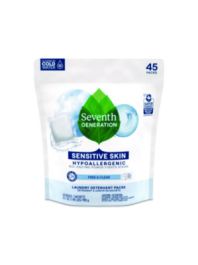 Natural Laundry Detergent Packs, Powder, Unscented, 45 Packets/Pack