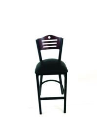 Eagle Series Barstool, Supports Up to 300 lb, 28.5" Seat Height, Black Seat, Dark Mahogany Back, Black Base