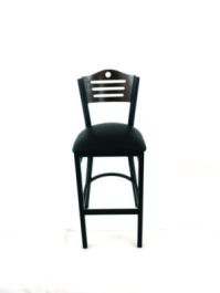 Eagle Series Barstool, Supports Up to 300 lb, 28.5" Seat Height, Black Seat, Dark Walnut Back, Black Base