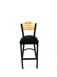 Eagle Series Barstool, Supports Up to 300 lb, 28.5" Seat Height, Black Seat, Natural Back, Black Base