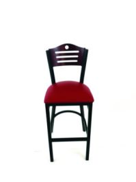 Eagle Series Barstool, Supports Up to 300 lb, 28.5" Seat Height, Burgundy Seat, Dark Mahogany Back, Black Base
