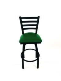 Boggs Series Barstool, Supports Up to 300 lb, 30.5" Seat Height, Green Seat, Black Back, Black Base