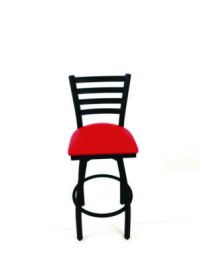 Boggs Series Barstool, Supports Up to 300 lb, 30.5" Seat Height, Red Seat, Black Back, Black Base