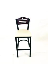 Eagle Series Barstool, Supports Up to 300 lb, 28.5" Seat Height, Cream Seat, Dark Mahogany Back, Black Base