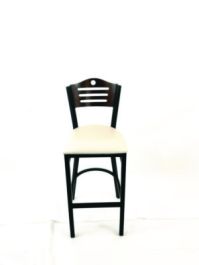 Eagle Series Barstool, Supports Up to 300 lb, 28.5" Seat Height, Cream Seat, Dark Walnut Back, Black Base