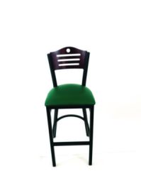 Eagle Series Barstool, Supports Up to 300 lb, 28.5" Seat Height, Green Seat, Dark Mahogany Back, Black Base