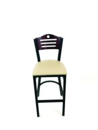 Eagle Series Barstool, Supports Up to 300 lb, 28.5" Seat Height, Taupe Seat, Dark Mahogany Back, Black Base