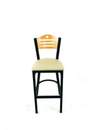 Eagle Series Barstool, Supports Up to 300 lb, 28.5" Seat Height, Taupe Seat, Natural Back, Black Base