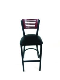 Jones River Series Barstool, Supports Up to 300 lb, 28.5" Seat Height, Black Seat, Dark Mahogany Back, Black Base