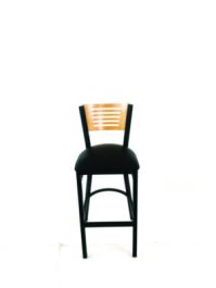 Jones River Series Barstool, Supports Up to 300 lb, 28.5" Seat Height, Black Seat, Natural Back, Black Base