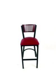 Jones River Series Barstool, Supports Up to 300 lb, 28.5" Seat Height, Burgundy Seat, Dark Mahogany Back, Black Base