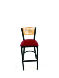 Jones River Series Barstool, Supports Up to 300 lb, 28.5" Seat Height, Burgundy Seat, Natural Back, Black Base