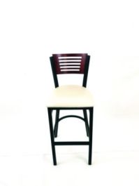 Jones River Series Barstool, Supports Up to 300 lb, 28.5" Seat Height, Cream Seat, Dark Mahogany Back, Black Base
