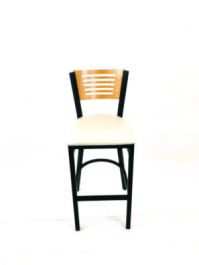 Jones River Series Barstool, Supports Up to 300 lb, 28.5" Seat Height, Cream Seat, Natural Back, Black Base