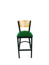 Jones River Series Barstool, Supports Up to 300 lb, 28.5" Seat Height, Green Seat, Natural Back, Black Base