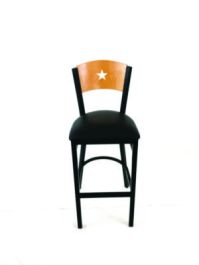Liberty Series Barstool, Supports Up to 300 lb, 28.5" Seat Height, Black Seat, Natural Back, Black Base