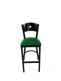 Liberty Series Barstool, Supports Up to 300 lb, 28.5" Seat Height, Green Seat, Dark Mahogany Back, Black Base