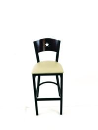 Liberty Series Barstool, Supports Up to 300 lb, 28.5" Seat Height, Taupe Seat, Dark Mahogany Back, Black Base