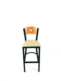 Liberty Series Barstool, Supports Up to 300 lb, 28.5" Seat Height, Taupe Seat, Natural Back, Black Base