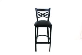 X Series Barstool, Supports Up to 300 lb, 29.5" Seat Height, Black Seat, Black Back, Black Base