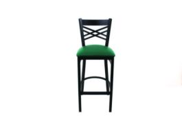 X Series Barstool, Supports Up to 300 lb, 29.5" Seat Height, Green Seat, Black Back, Black Base