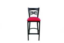 X Series Barstool, Supports Up to 300 lb, 29.5" Seat Height, Red Seat, Black Back, Black Base