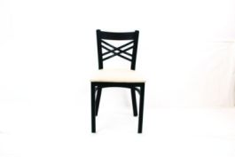 X Series Chair, Supports Up to 300 lb, 18" Seat Height, Cream Seat, Black Back, Black Base
