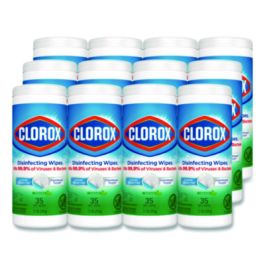 Disinfecting Wipes, Bleach Free Cleaning Wipes, 1-Ply, 7 x 8, Fresh Scent, White, 35/Canister, 12 Canisters/Carton