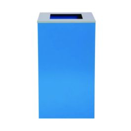29 Gallon Trash/Recycling Cans, Steel, Blue Can with Square Lid