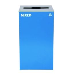 29 Gallon Trash/Recycling Cans, Steel, Blue Mixed Recycling Can with Mixed Lid