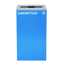 29 Gallon Trash/Recycling Cans, Steel, Blue Cans/Bottles Recycling Can with Mixed Lid