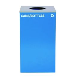 29 Gallon Trash/Recycling Cans, Steel, Blue Cans/Bottles Recycling Can with Circle Lid