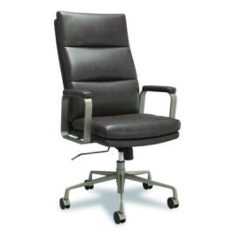 Industria 3-40C Ergonomic Bonded Leather Swivel Manager Chair, Supports Up to 275 lbs, 18.31" to 21.85" Seat Height, Gray