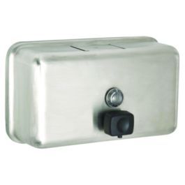Horizontal Manual Surface-Mounted Stainless Steel Liquid Soap Dispenser, 40 oz, 2.8 x 8.1 x 4.8, Brushed Stainless Steel