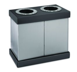 28 Gal Indoor Trash Can and Recycling Bin, Corrugated Polypropylene, Gray, 2 Bin