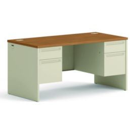 38000 Series Double Pedestal Desk, 60" x 30" x 29.5", Harvest/Putty