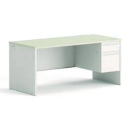 38000 Series Right Pedestal Desk, 66" x 30" x 30", Light Gray/Silver