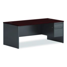 38000 Series Right Pedestal Desk, 72" x 36" x 29.5", Mahogany/Charcoal
