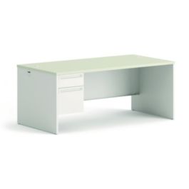 38000 Series Left Pedestal Desk, 72" x 36" x 30", Light Gray/Silver