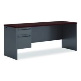 38000 Series Left Pedestal Credenza, 72w x 24d x 29.5h, Mahogany/Charcoal
