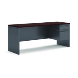 38000 Series Right Pedestal Credenza, 72w x 24d x 29.5h, Mahogany/Charcoal
