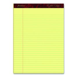 Gold Fibre Writing Pads, Wide/Legal Rule, 50 Canary-Yellow 8.5 x 11.75 Sheets, 4/Pack