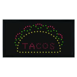 LED Rectangular TACO Sign, 19 x 10, Black Frame, Green/Red/Yellow Graphics