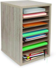 11 Compartment Wood Mail Paper Sorter Literature Organizer, 11 Sections, Letter Size, 10.75 x 11.75 x 16.2, Medium Oak