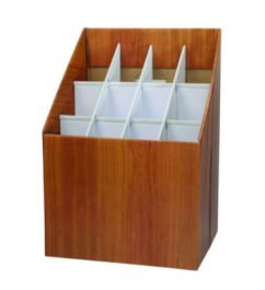 Upright Blueprint Rolled File Corrugated Box, 12 Compartments, 15 x 12 x 22, Oak