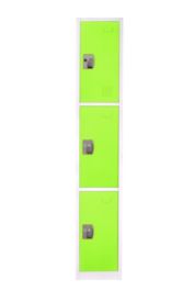 Steel Storage Locker, 3 Compartment, 12 x 12 x 72, Green