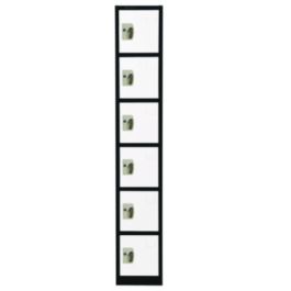 Steel Storage Locker, 6 Compartment, 12 x 12 x 72, Black Body/White Doors