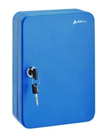Steel Secure Key Cabinet with Key Lock, 48-Key, 7.1 x 3.1 x 10, Stainless Steel 304, Blue